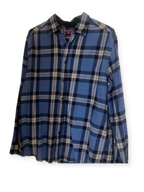 Sale‼️Merona Flannel   button down Blue Shirt by -Size Large-Preowned